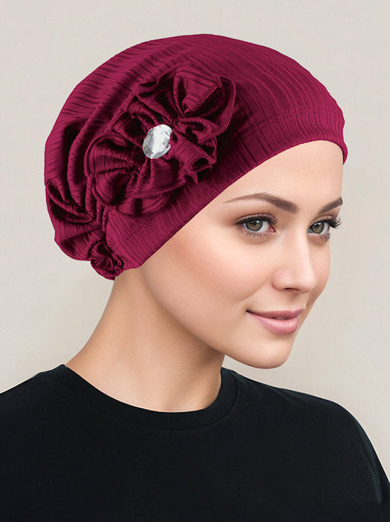 Josie Turban Ribbed Burgundy