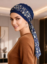 Headband Sash Navy Ditsy Floral