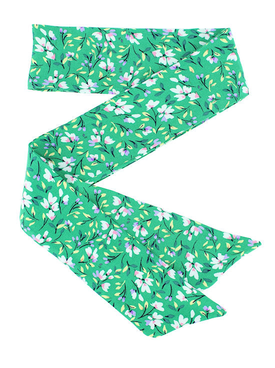 Headband Sash Green Ditsy Floral