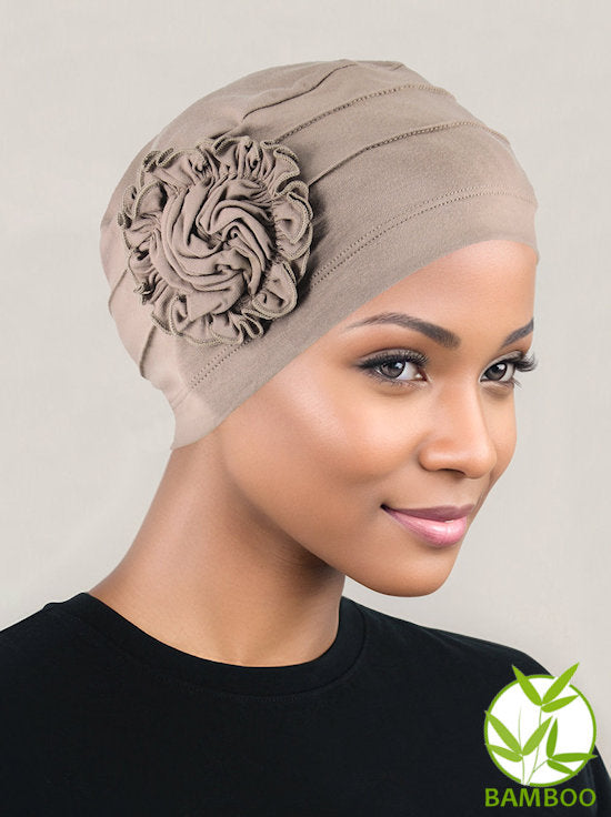 Bamboo Pleated Sunflower Cap Champagne Beige