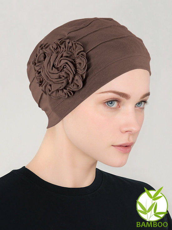 Bamboo Pleated Sunflower Cap Cedar Brown
