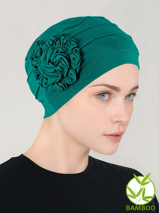 Bamboo Pleated Sunflower Cap Emerald Green
