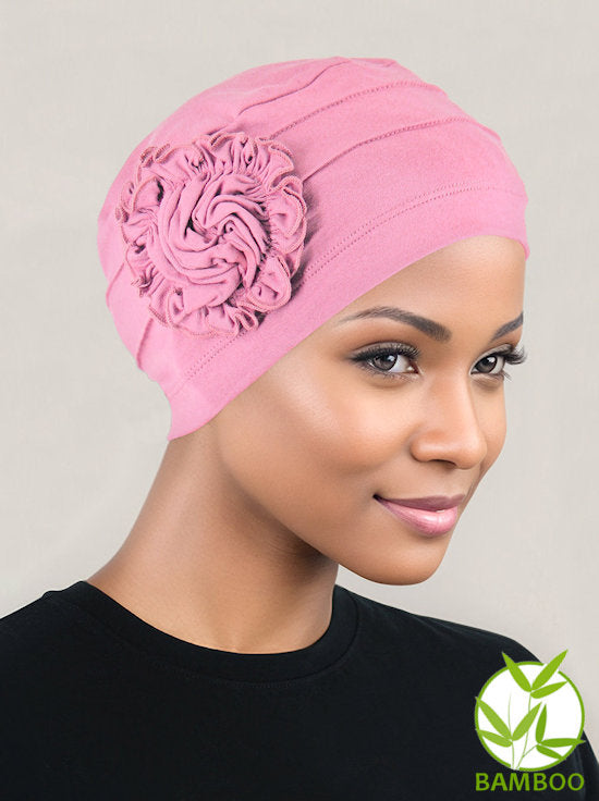 Bamboo Pleated Sunflower Cap Cashmere Pink