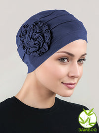 Bamboo Pleated Sunflower Cap Navy Blue