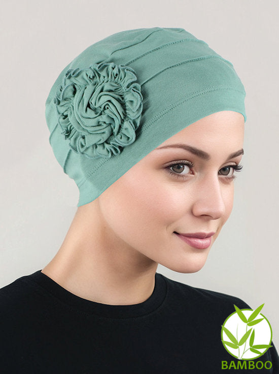 Bamboo Pleated Sunflower Cap Sage Green
