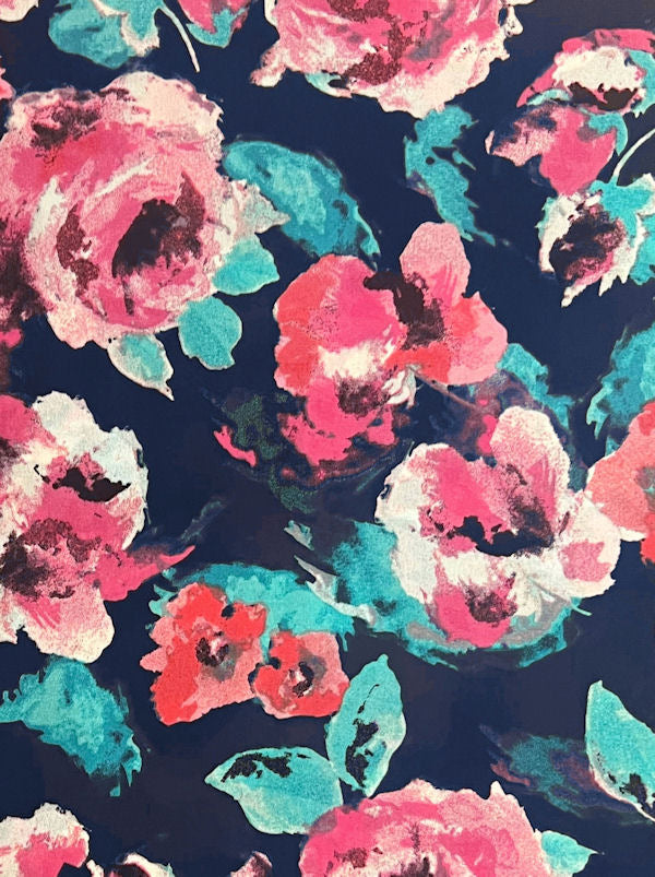 Shorty Scarf Teal Pink Water Floral