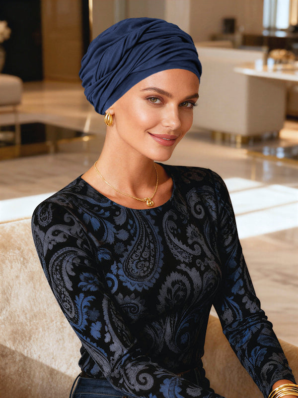 Bamboo Twisty Turban Navy Blue