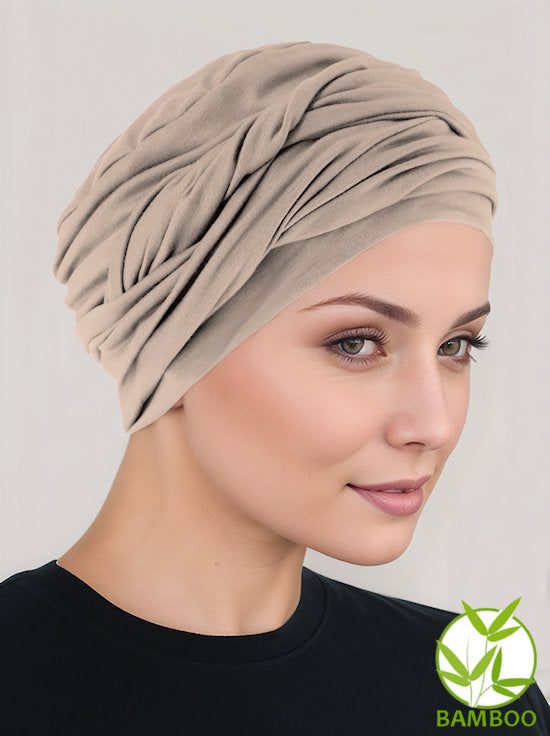 Bamboo Twisty Turban Beige Champagne