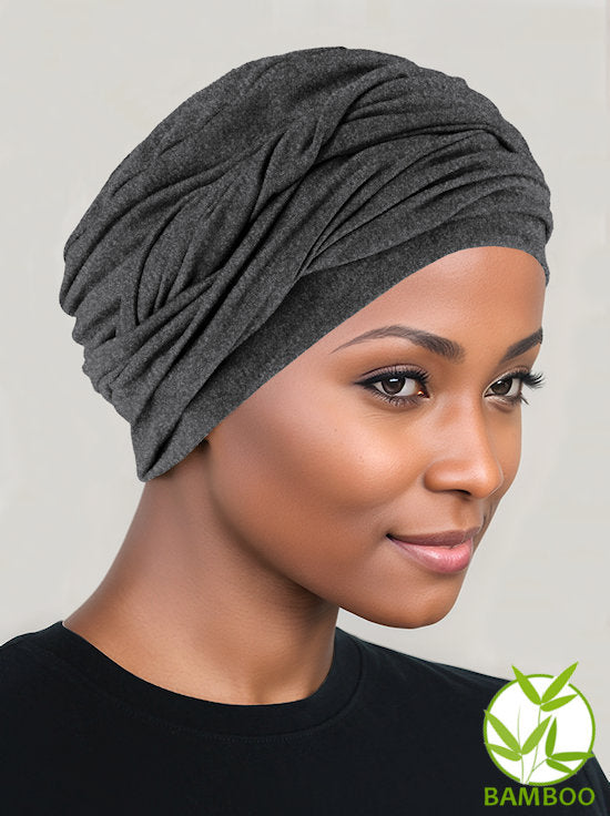 Bamboo Twisty Turban Charcoal Gray