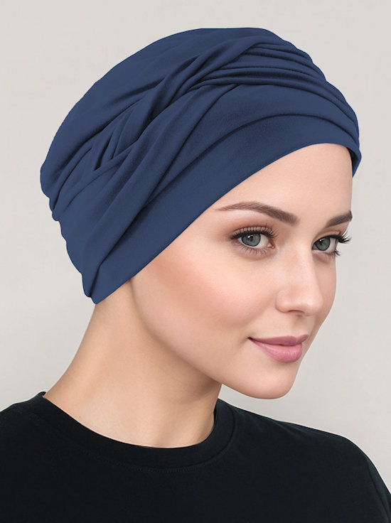 Twisty Turban Buttery Soft Navy Blue