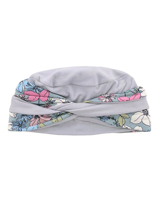 Twisty Turban Buttery Soft Gray Sage Pink Floral