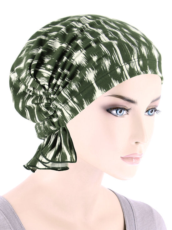 Abbey Cap Olive Abstract Ikat