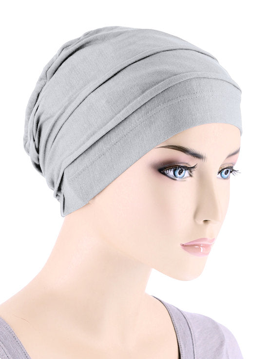 Bamboo Pleated Cap Silver Gray