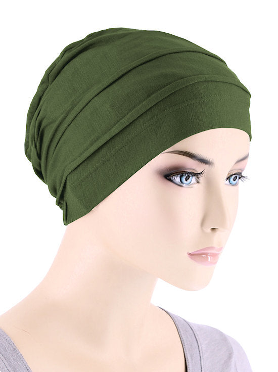 Bamboo Pleated Cap Olive Green