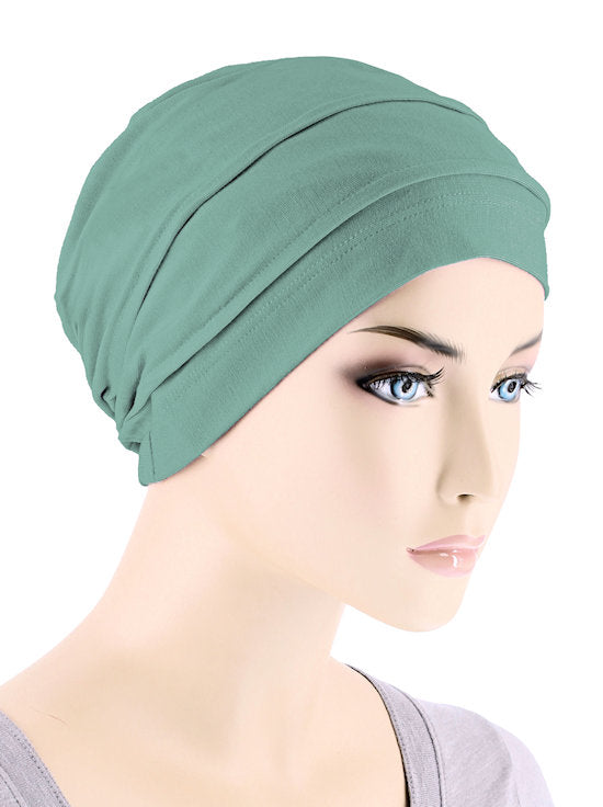 Bamboo Pleated Cap Sage Green
