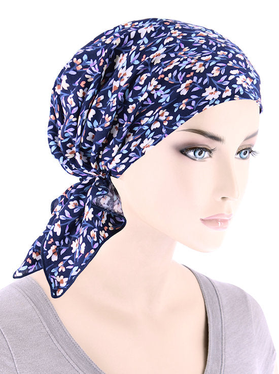 Shorty Scarf Navy Ditsy Floral