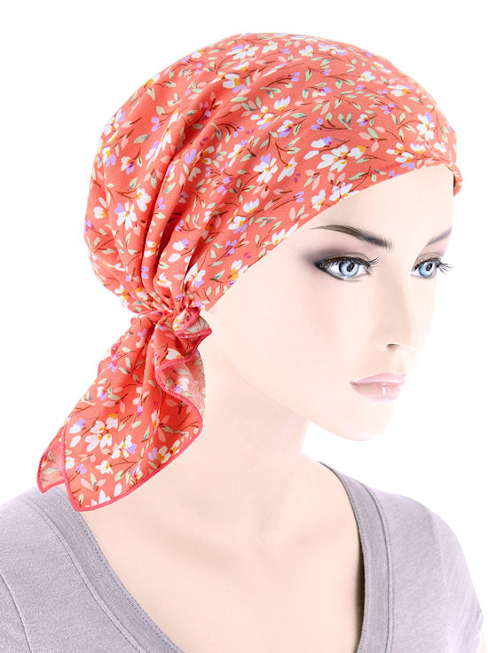 Shorty Scarf Coral Ditsy Floral