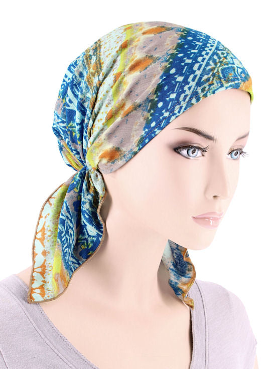 Shorty Scarf Blue Tribal Stripe