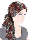 Head Wrap Scarf Plisse Gray Rust Leopard