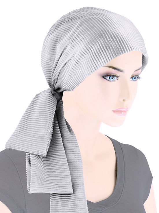 Head Wrap Scarf Plisse Silver