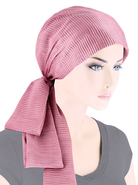 Head Wrap Scarf Plisse Rose Pink