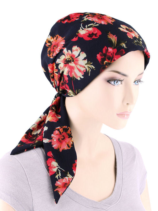 Fashion Scarf Navy Red Floral