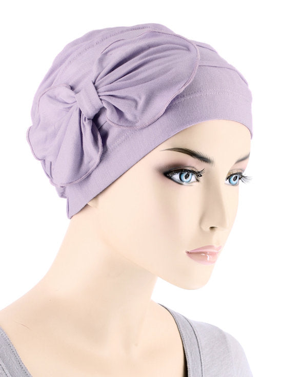 Bamboo Pleated Bow Cap Lilac