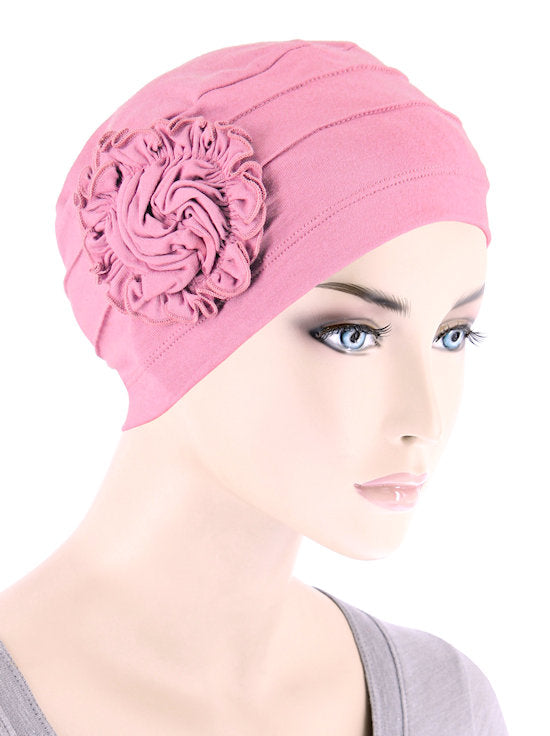Bamboo Pleated Sunflower Cap Cashmere Pink