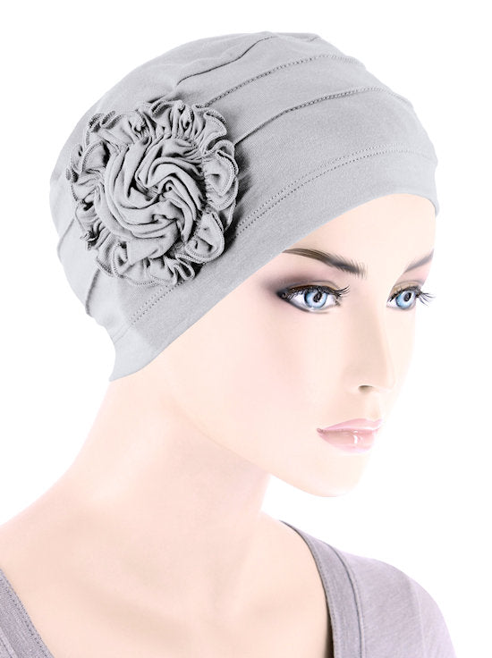 Bamboo Pleated Sunflower Cap Silver Gray