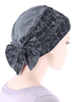 Winter Cloche Bow Hat Pearl Gray Sequin