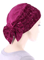 Winter Cloche Bow Hat Raspberry Sequin