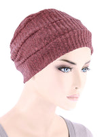 Winter Cloche Bow Hat Dusty Rose Ribbed