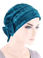 Winter Cloche Bow Hat Teal Sapphire Sequin