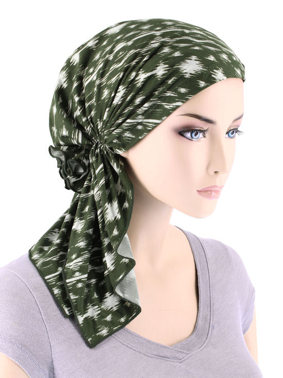 Bella Scarf Olive Green Abstract Ikat