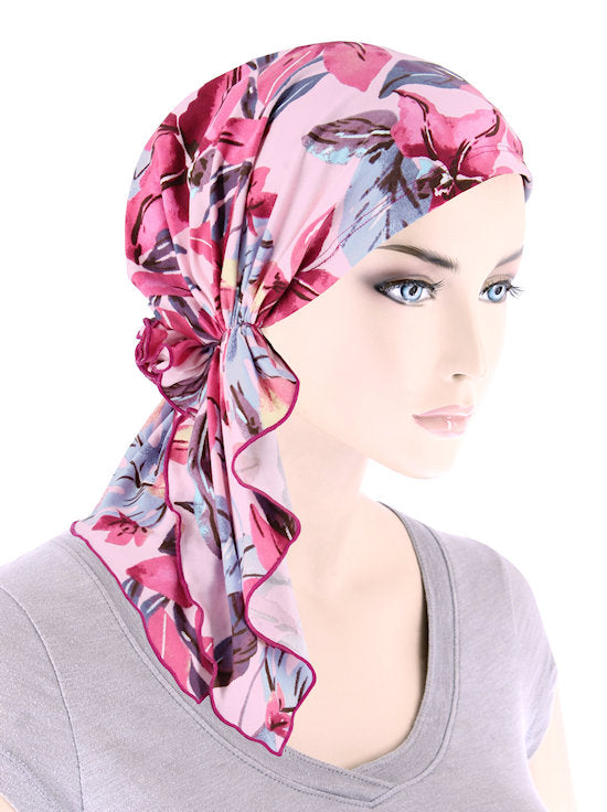 Bella Scarf Pink Lilac Tropical Floral