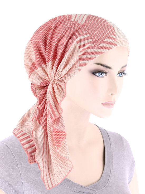 Bella Scarf Plisse Patchwork Coral